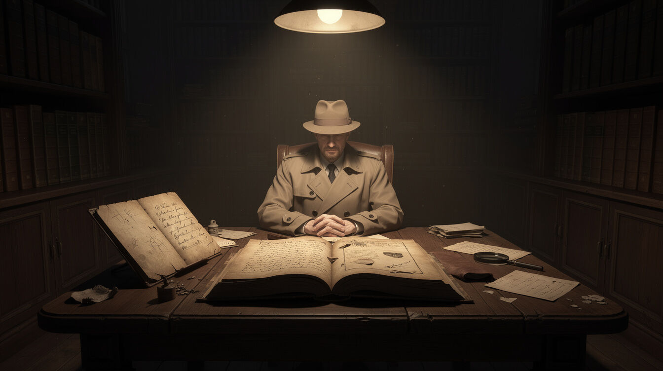 mystery book on table
