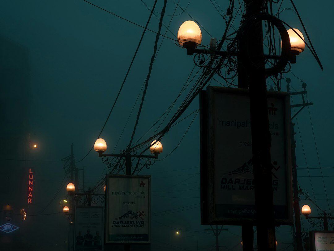 foggy street at night